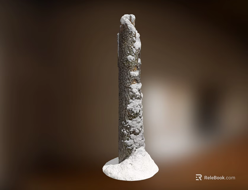 Stone And Wood Decorative Pillar With Carved Details Textured Surface For Interior Decoration 3d model 