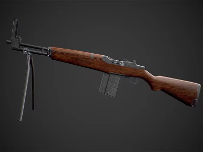 Classic Bolt Action Rifle With Wooden Stock Metal Barrel And Detachable Magazine 3d model