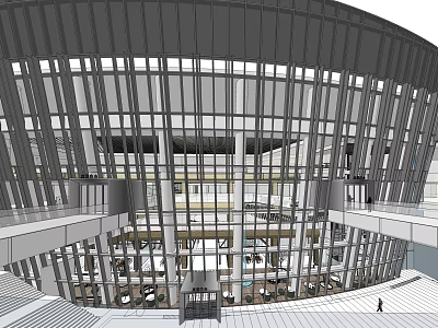 Modern Architecture Atrium With Glass Windows And Multi Level Open Space 3d model