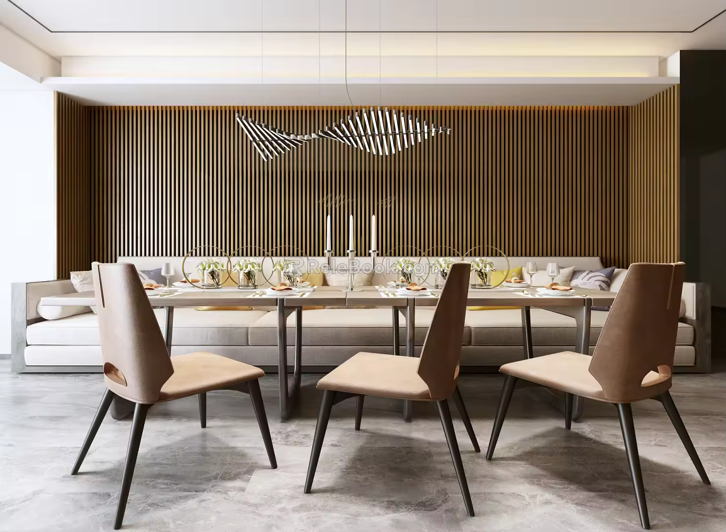 Modern Dining Table and Chair Combination 3d model