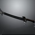 Ornate Curved Sword With Decorative Blade Red Handle And Metal Accents Ancient Design