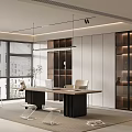 Modern Home Study Desk Bookcase Ornaments Vase Book Single Chair Stool Decorative Cabinet Computer 3d model