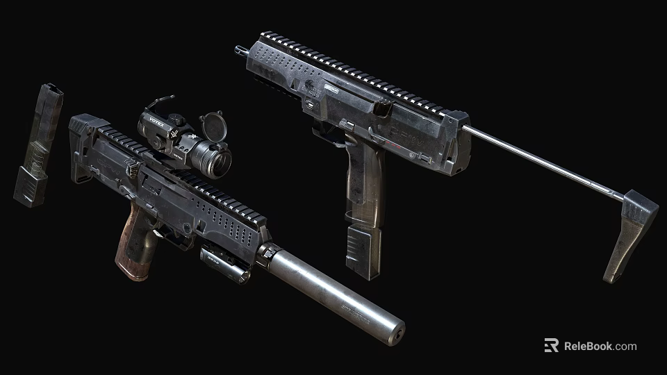Advanced Tactical Firearms With Optical Scope And Extended Barrel Design 3d model 