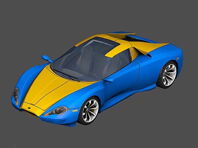 Blue And Yellow Two Tone Sports Car With Sleek Aerodynamic Exterior Design 3d model