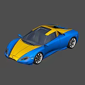 Blue And Yellow Two Tone Sports Car With Sleek Aerodynamic Exterior Design