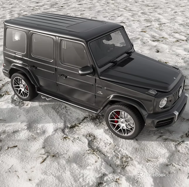 Black Off road SUV Vehicle With Sporty Wheels On Snowy Terrain Exterior Design 3d model 