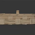 Handmade Wooden Woven Rectangular Basket Decorative Ornament Set With Handle For Home Decor