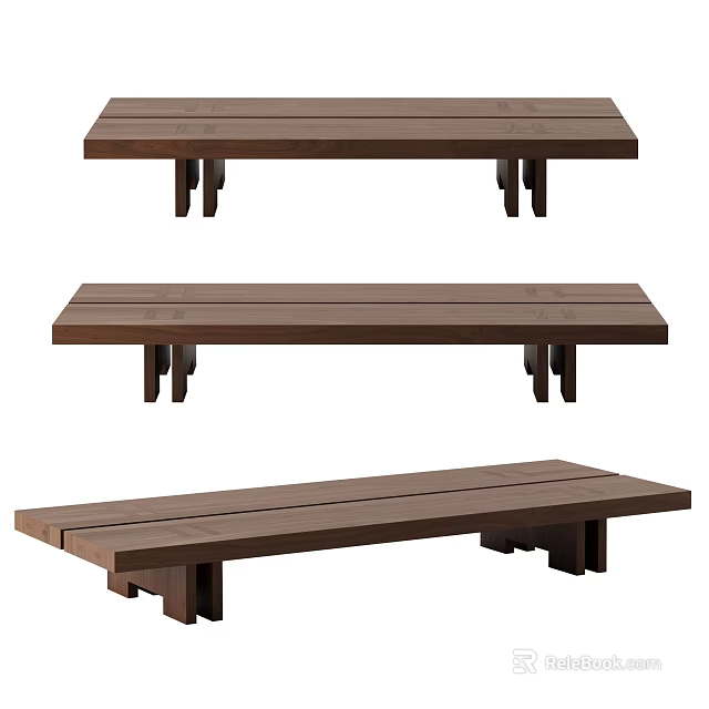 Wooden Coffee Table Designs Featuring Simple Rectangular Wooden Structures 3d model 