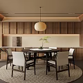 Mid-ancient style round dining table and chair combination 3d model