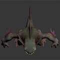 Mythical Fantasy Game Movie Character With Fish Like Fins Pink Purple Skin And Yellow Eyes