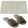 Brown Fabric Open Toe Slippers With Soft Sole And Matching Foot Mat