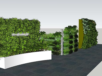 Lush Indoor Living Plant Wall Design With Vibrant Greenery And Decorative Panels 3d model