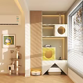 Modern Wooden Cat Tree With Round Holes Multiple Platforms And Cozy Perches For Cats
