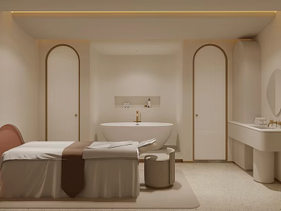 Serene SPA Sauna Aromatherapy Experience With Massage Bed Steam Room And Calming Lighting 3d model