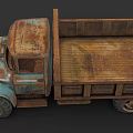 Vintage Rusty Blue Truck Featuring Wooden Cargo Bed And Classic Design
