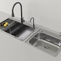 Stainless Steel Double Bowl Kitchen Sink With Faucet For Fruit Washing