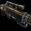 Futuristic Sci Fi Weapon with Scope Magazine Glowing Blue Light and Mechanical Structure