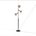 Modern Floor Lamp With Gold Metal Bell Shaped Shades And Adjustable Black Arms