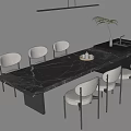 Modern Bar Counter With Marble Top White Chairs And Green Plant Decor