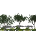 Multiple Arbor Trees With Lush Foliage Green Grass And Natural Shadows 3d model