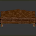 Elegant Vintage Orange Sofa With Tufted Buttons And Wooden Legs For Living Room
