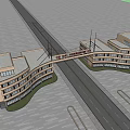 Modern Symmetrical Office Building With Archway Entrance And Wide Front Road