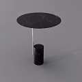 Modern Round Black Marble Side Table With Cylindrical Base And Metal Stand 3d model
