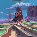 Micro Terrain Landscape Featuring Rock Formations Mountainous Structures Green Vegetation And Cloudy Sky