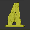 Wood And Stone Sculpture With Natural Cracked Texture On White Pedestal Base