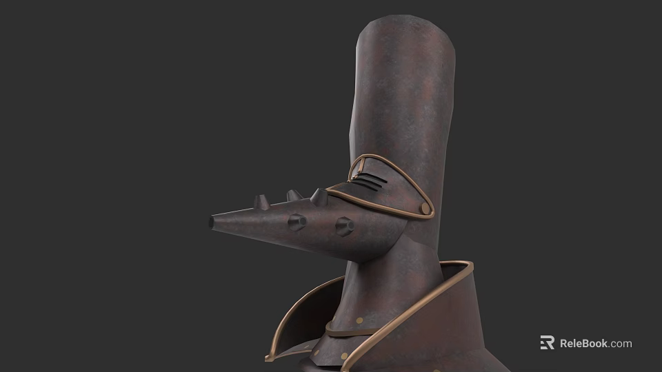 Medieval Weapon Helmet With Rustic Metal Surface And Leather Straps Design 3d model 