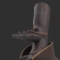 Medieval Weapon Helmet With Rustic Metal Surface And Leather Straps Design