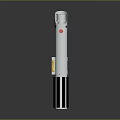 Silver Weapon With Black Base Yellow Accents Long Handle And Red Button 3d model
