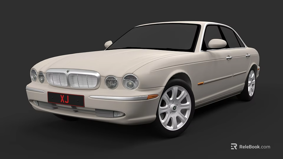 White Luxury XJ Sedan With Sleek Design Chrome Grille And Alloy Wheels 3d model 