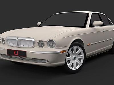 White Luxury XJ Sedan With Sleek Design Chrome Grille And Alloy Wheels 3d model