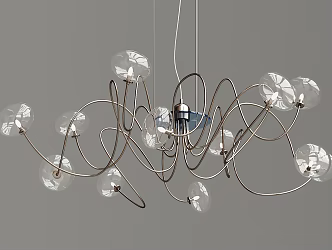 Modern special-shaped chandelier glass ball multi-head chandelier 3d model