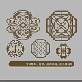 Traditional Carving Designs Featuring Geometric Patterns And Floral Elements For Printing And Laser Engraving