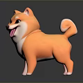 Cute 3D Shiba Inu Toy With Orange White Fur Happy Expression And Curled Tail