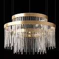 Elegant Modern Crystal Chandelier with Gold Circular Frame and Hanging Crystal Pendants