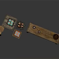 Rustic Medieval Building Interior With Wooden Crates Barrels Decorative Cabinet And Flame Tables