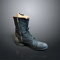 Stylish Black Leather High Top Boots With Laces Studded Decoration And Light Colored Inner Cuff
