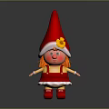 Adorable Red Hat Doll With Yellow Flower Red Hair Red Cheeks And Red Dress