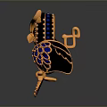 Golden Blue Owl Decorative Figurine With Jeweled Feathers And Black Eyes