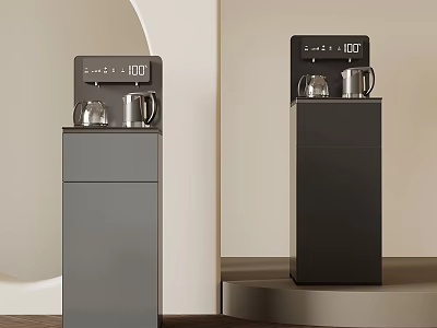 Modern Standing Kitchen Appliances With Digital Display And Stainless Steel Kettles In Grey And Black 3d model