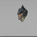 Blue Dragon Head With Spiked Crown Sharp Teeth Orange Mouth And Red Eyes