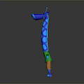 Cute Blue Spotted Giraffe Game Movie Character With Long Neck Green Shirt And Orange Pants