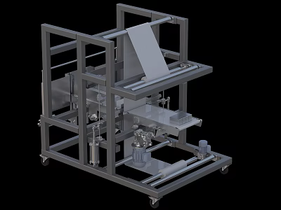 Industrial Equipment With Metal Frame Platform Rollers And Movable Casters For Material Handling 3d model