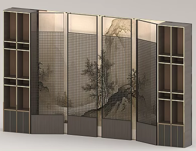 Chinese background wall screen 3d model