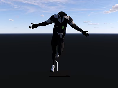 Athletic Sportswear For Runner In Starting Block Position With Blue Sky Background 3d model