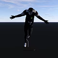 Athletic Sportswear For Runner In Starting Block Position With Blue Sky Background