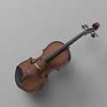 Classic Brown Wooden Violin With Strings And Curved Body On Gray Background